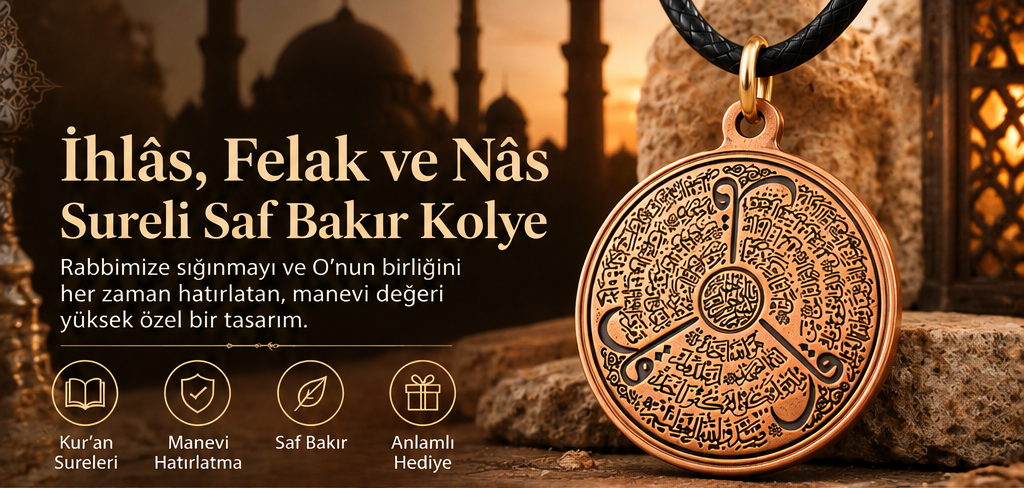 İhlas Felak Nas Süresi Saf Bakır Kolye